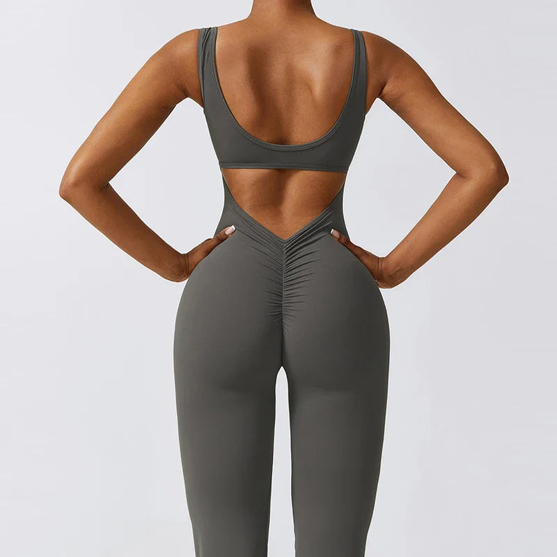 Supreme flared jumpsuit™ |  Jumpsuit met open rug en wijde broekspijpen