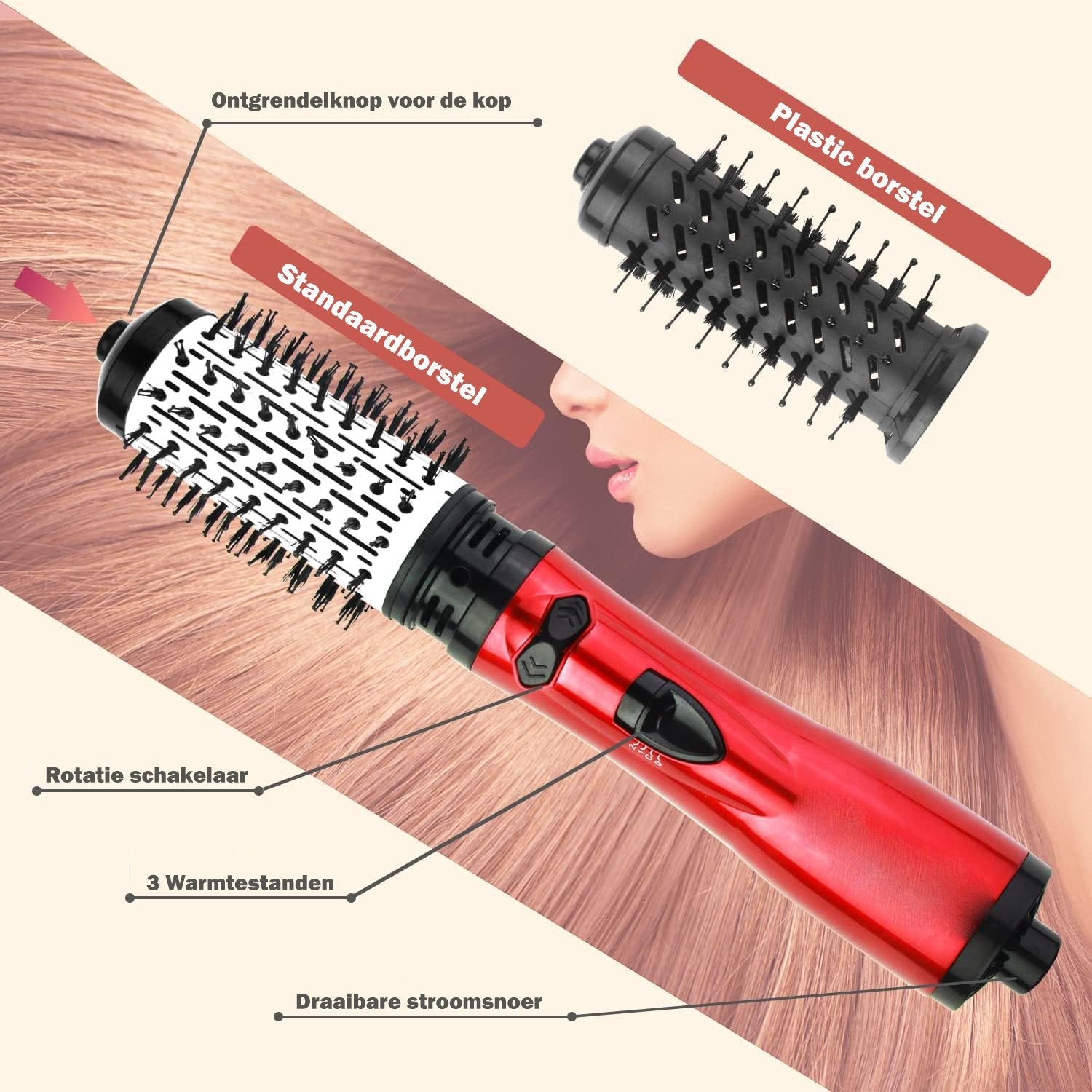 Supreme HairWave™ | 3-in-1 draagbare haarborstel voor al uw haarstijlen